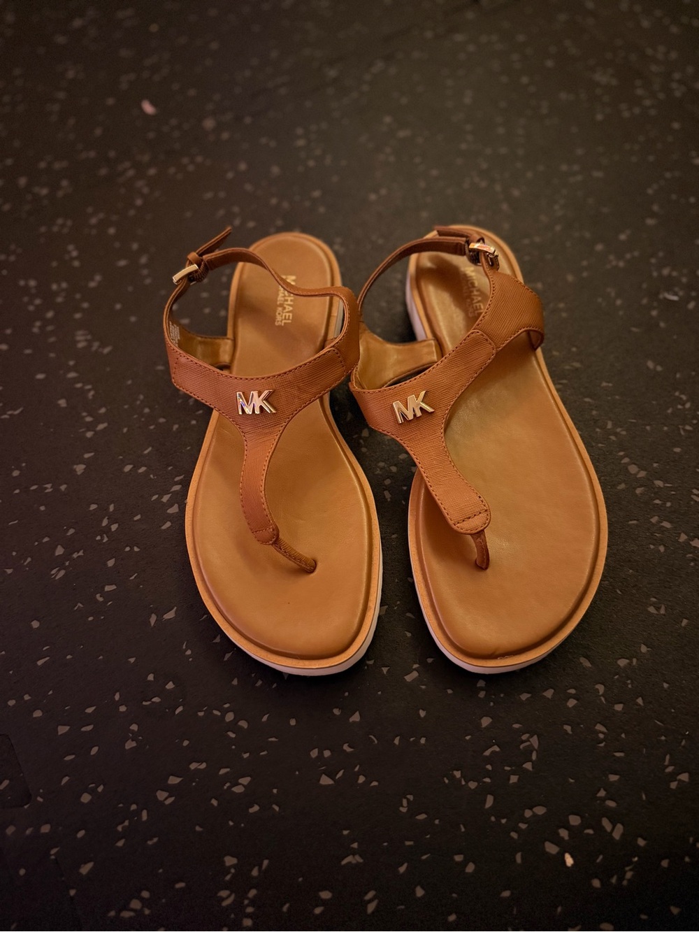 Michael Kors Tan Leather Slide Sandals
